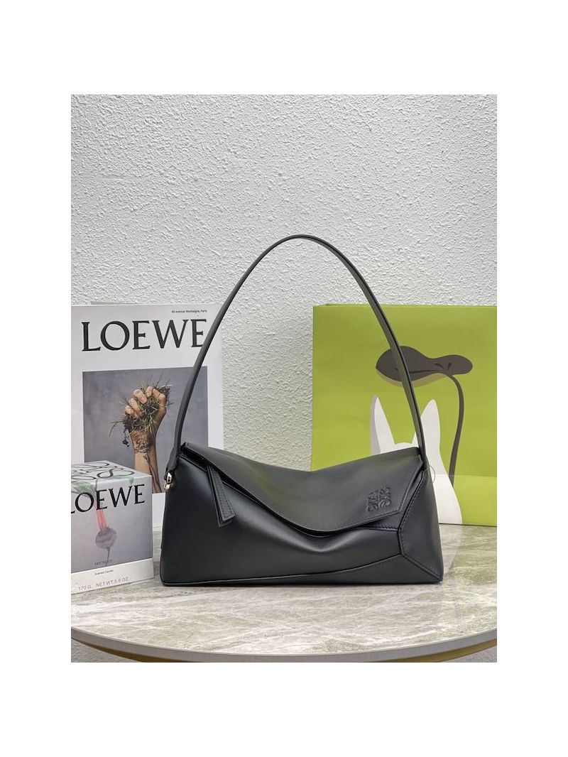 Loewe Puzzle Hobo Bag In Nappa Calfskin A510J67 Black