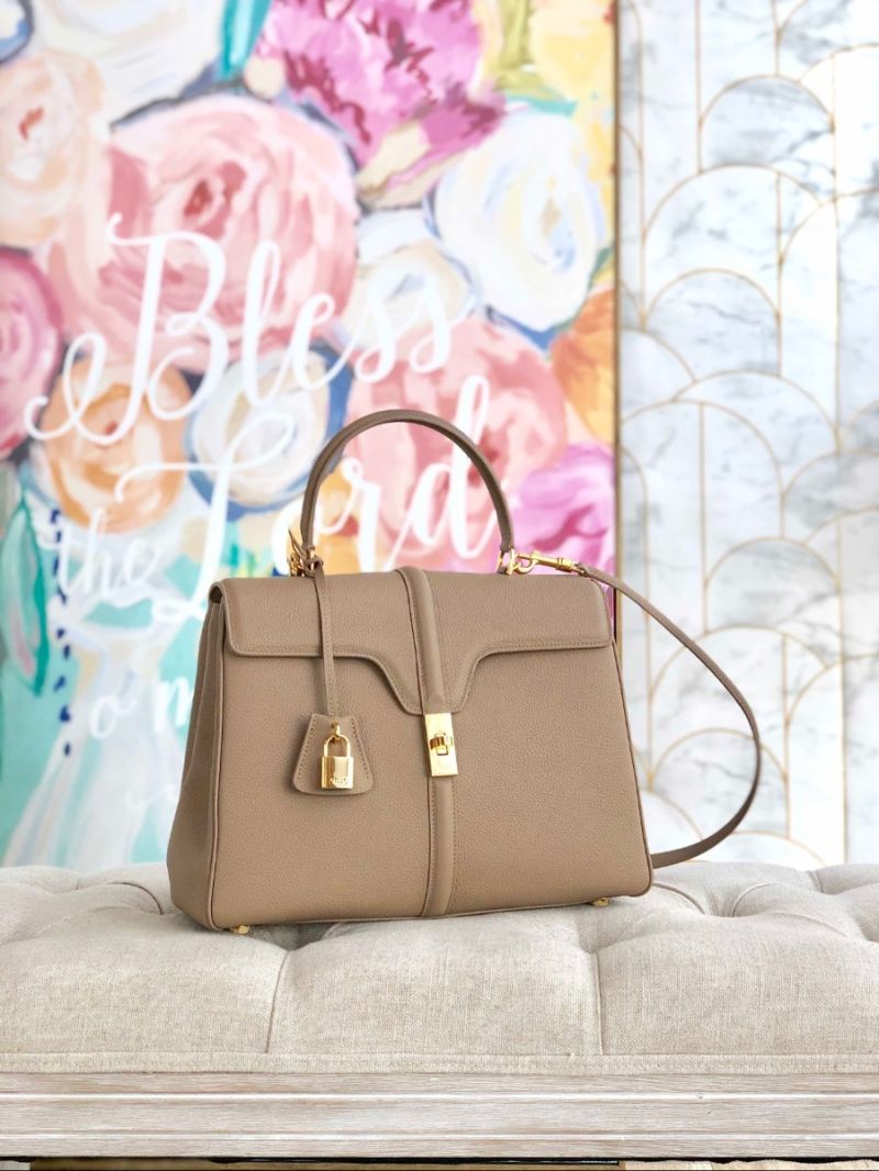 Celine 16 Bag In Grained Calfskin 187373 2 Sizes Beige
