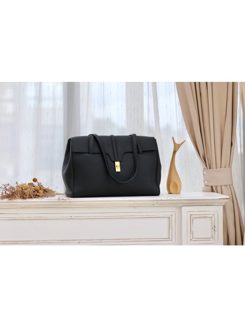 Celine Large Soft 16 Bag In Supple Grained Calfskin 194043 Black