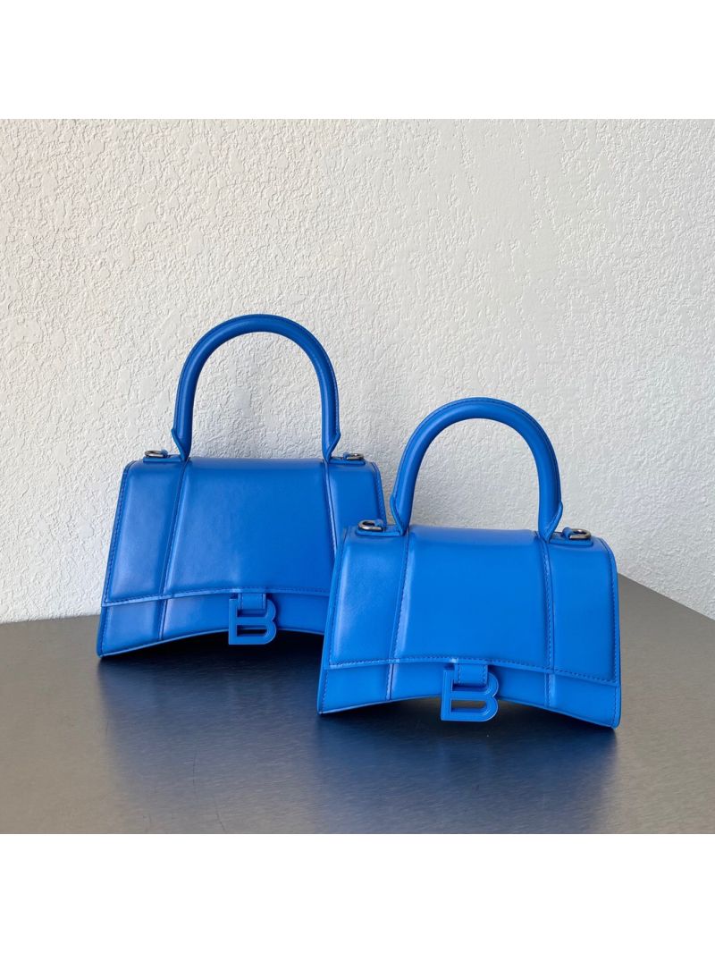 Balenciaga Hourglass Top Handle Bag In Electric Blue Shiny Box Calfskin 5935461