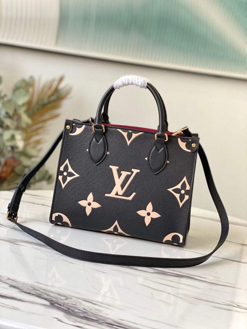 Louis Vuitton LV OnTheGo PM Tote Monogram Empreinte Bicolour Leather M45659 Black