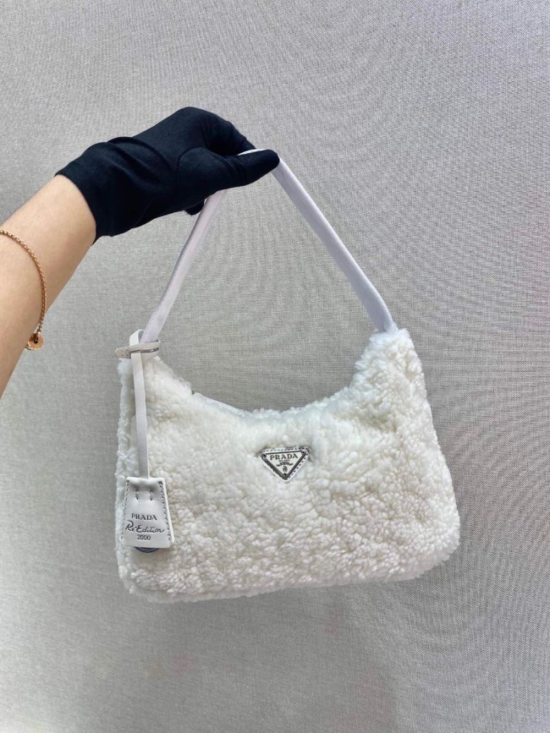 Prada Re-edition 2000 Shearling Mini-bag 1NE515 White
