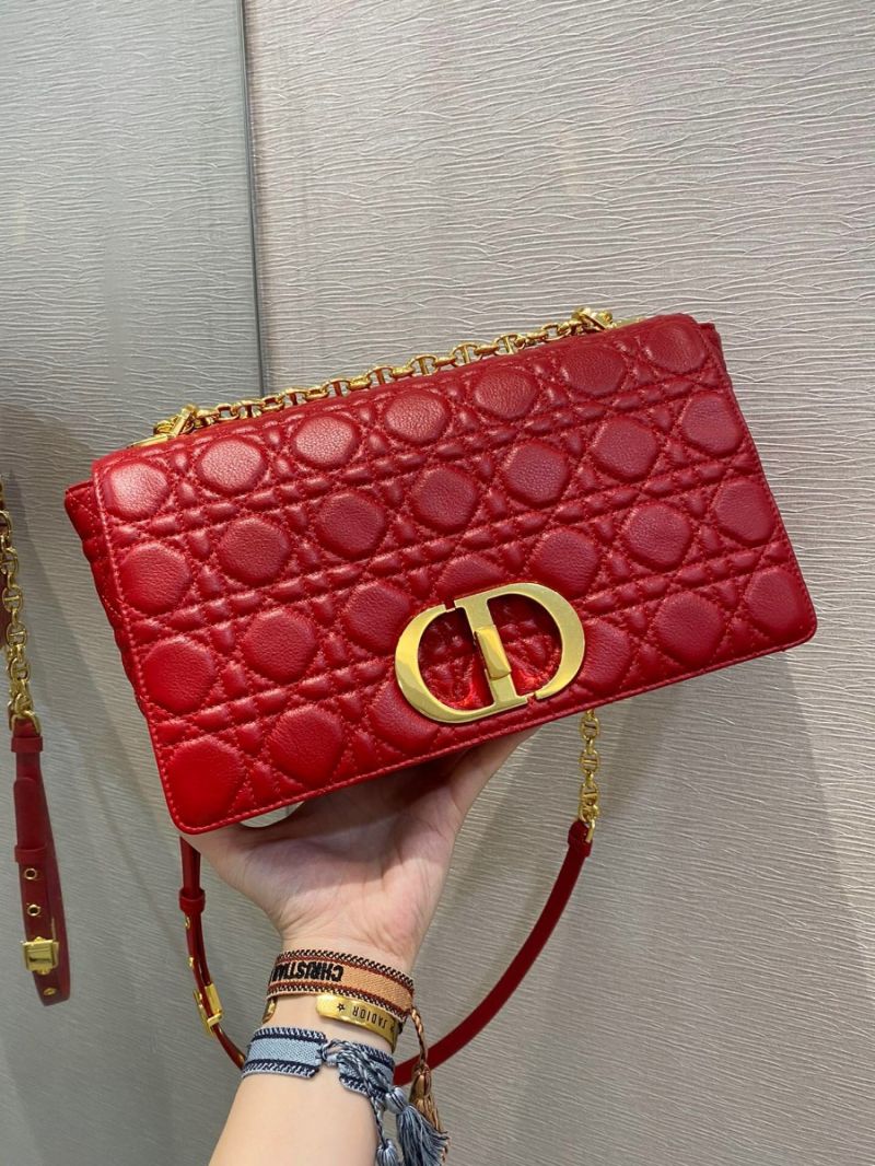 Dior Large Caro Bag Soft Cannage Calfskin M9243 Red