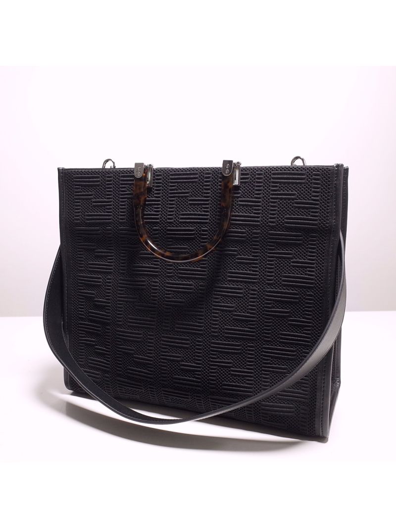 Fendi Medium Sunshine Shopper FF Fabric 8BH386 Black