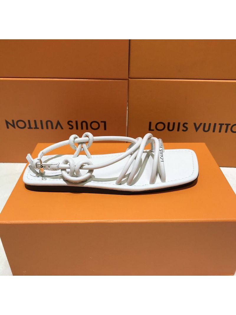 Louis Vuitton LV Nova Flat Heel Sandal in Lambskin 1A9D07 White