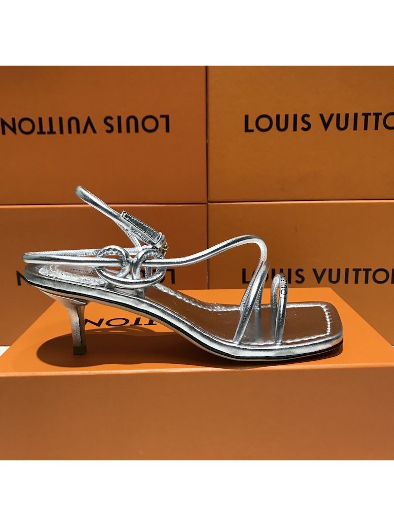 Louis Vuitton LV Nova Flat Heel Sandal in Lambskin 1A9D07 Metallic Silver