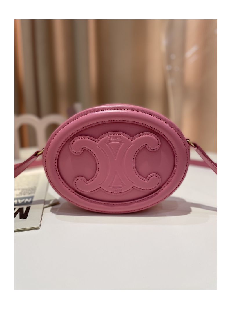 Celine Crossbody Oval Purse Cuir Triomphe In Smooth Calfskin 10I703 Lipstick