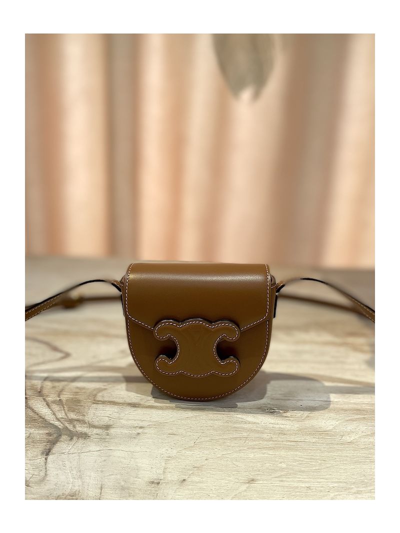 Celine Mini Besace Cuir Triomphe In Smooth Calfskin 10J303 Tan