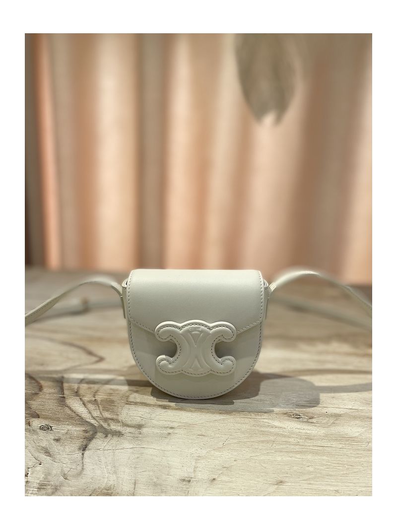 Celine Mini Besace Cuir Triomphe In Smooth Calfskin 10J303 White