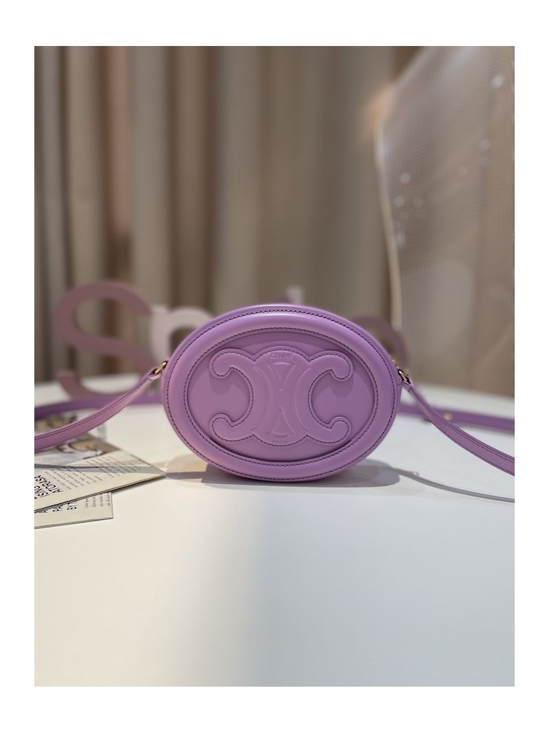 Celine Crossbody Oval Purse Cuir Triomphe In Smooth Calfskin 10I703 Mauve