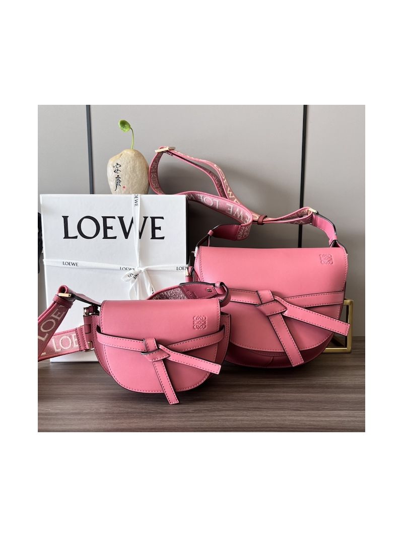 Loewe Mini / Small Gate Dual bag in soft calfskin and jacquard A650N46 Plumrose