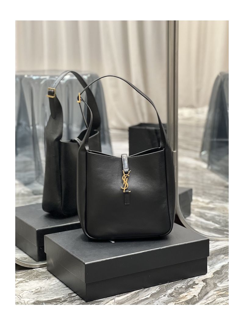 YSL Saint Laurent Le 5 À 7 Soft Small Hobo Bag In Smooth Leather 713938 Black