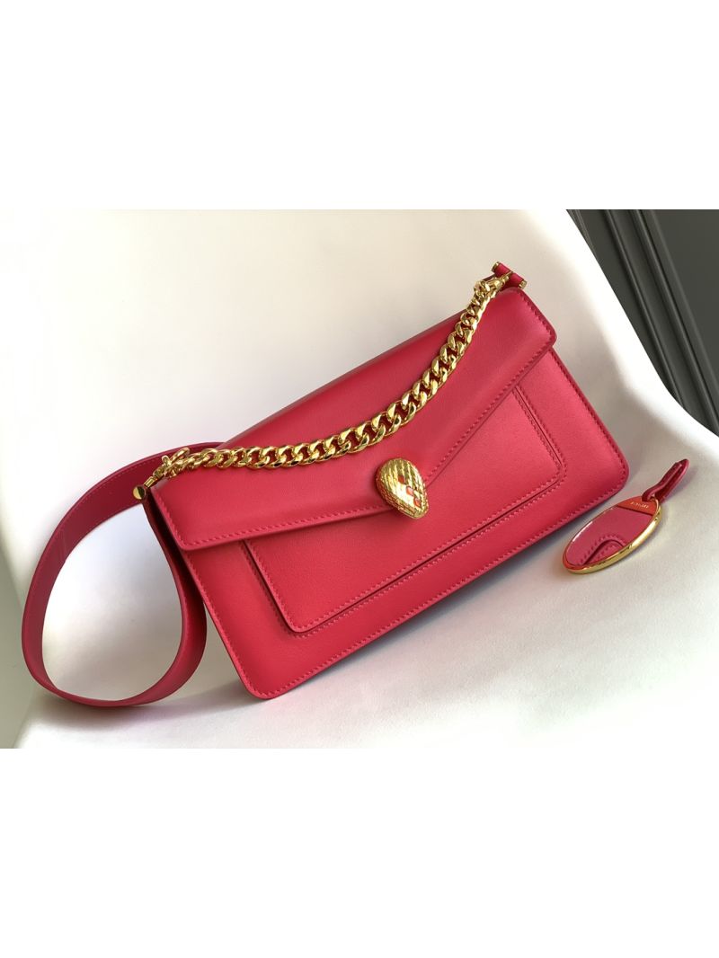 Bvlgari Serpenti East-west Maxi Chain Medium Shoulder Bag Metropolitan Calfskin 292678 Pink