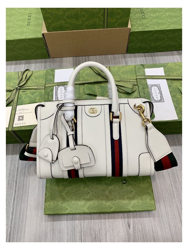 Gucci Small top handle bag with Double G 715772 White smooth leather