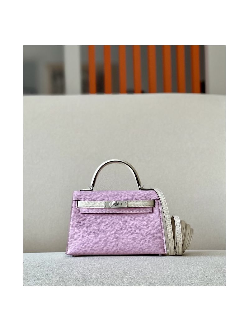 Hermès Epsom Leather Mini Kelly Sellier II 20 in X9 Mauve Sylvestre Nata