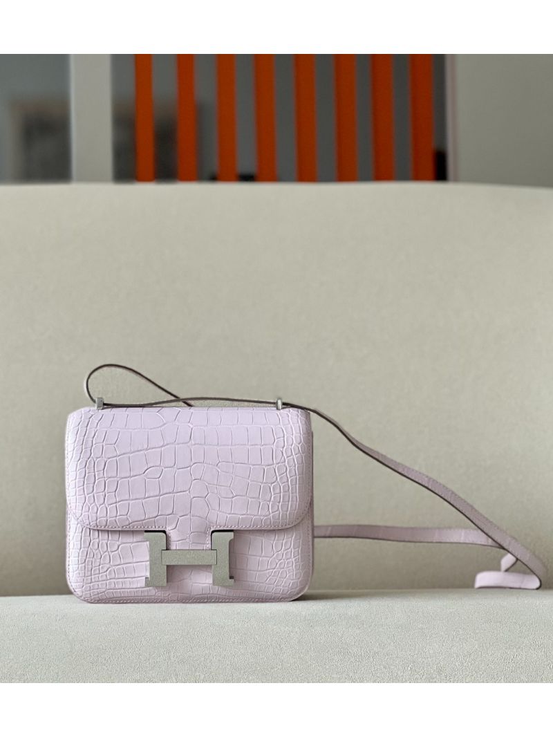 Hermes Constance Matte Alligator Leather Bag 09 Pink Dragree