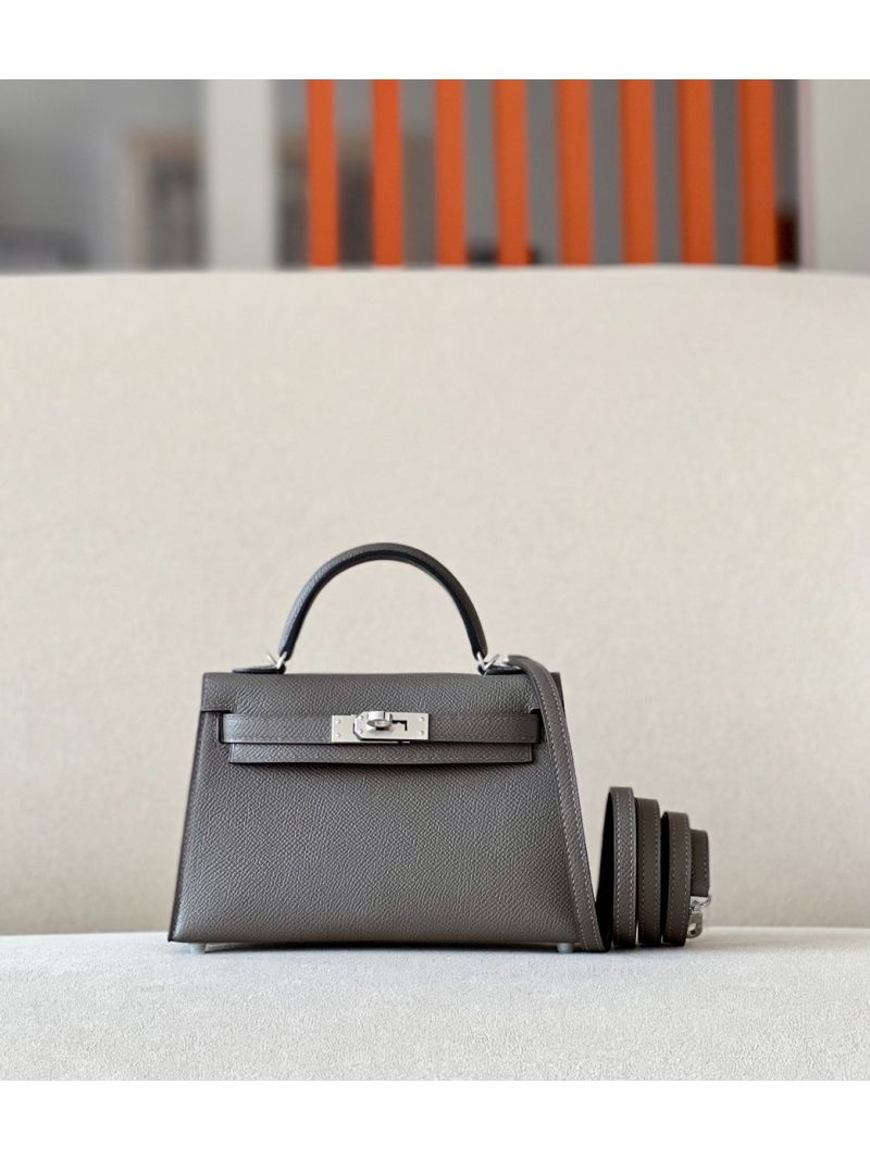 Hermès Epsom Leather Mini Kelly Sellier II 20 in 8F Gris Etain
