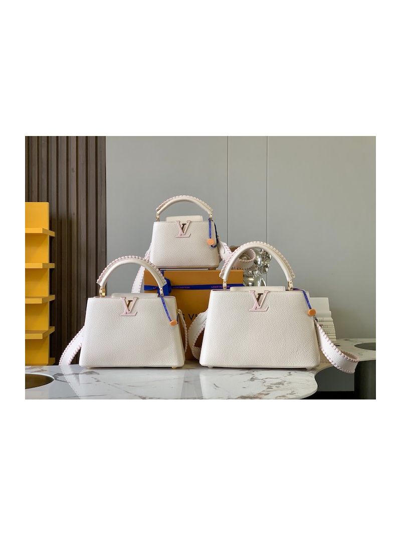 Louis Vuitton Capucines Mini BB MM M21127 M21121 Cream Beige / Pearly Pink