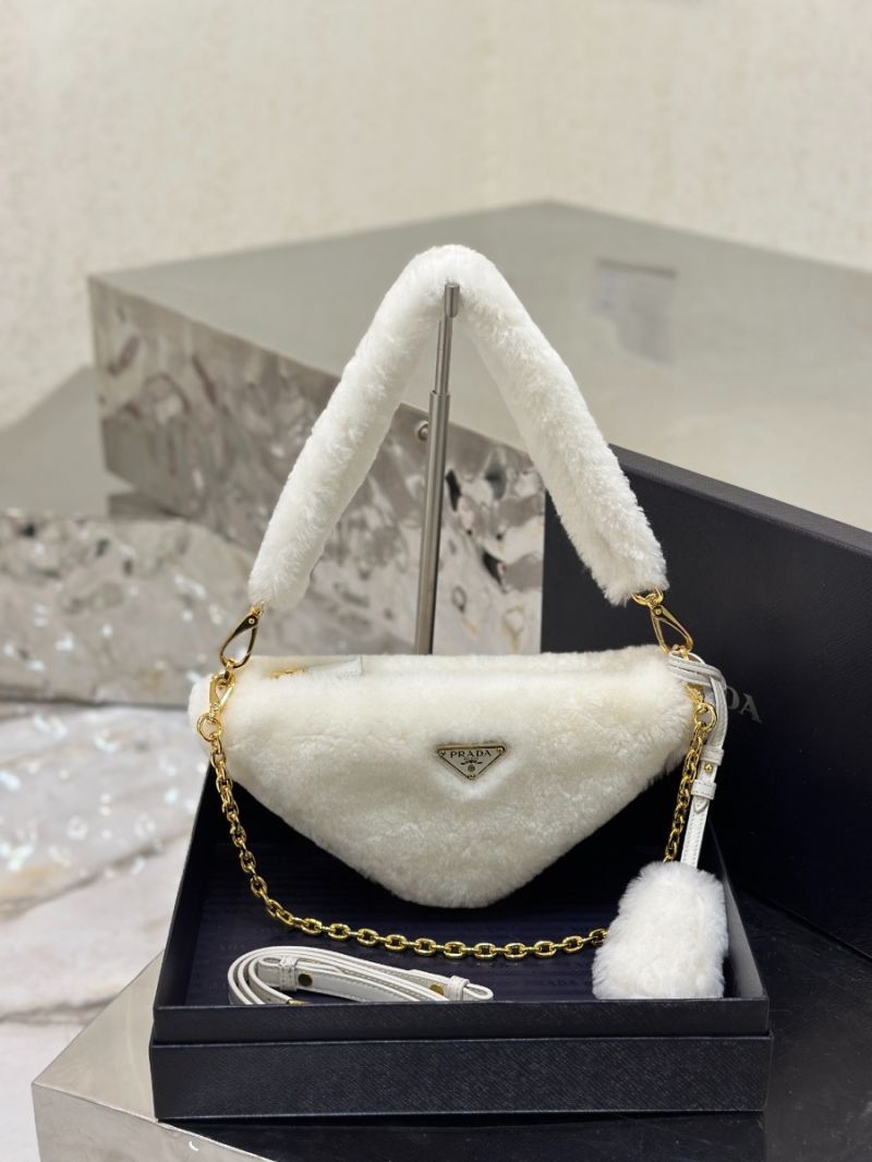 Prada Re-edition Shearling Mini-bag 1BC543 White