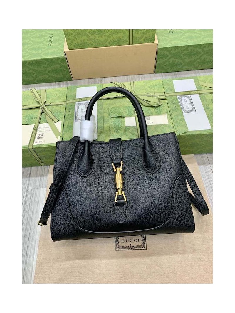 Gucci Jackie 1961 small natural grain tote 727810 Black