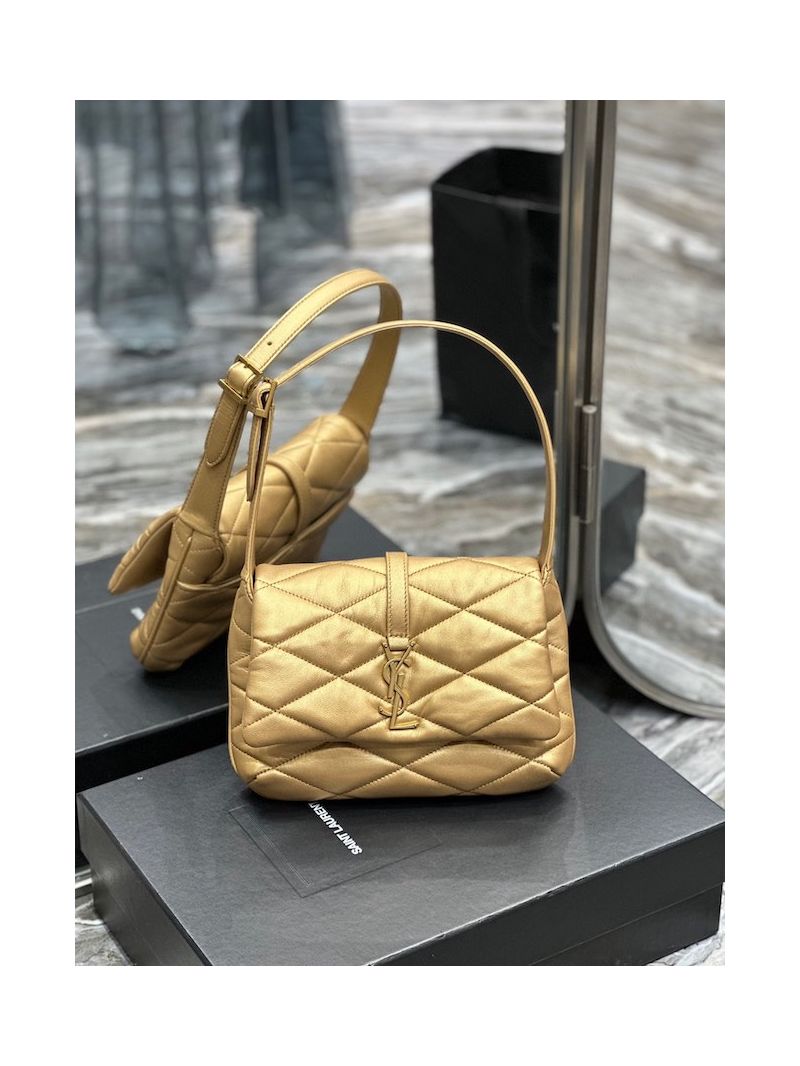 YSL Saint Laurent Le 57 Shoulder Bag In Quilted Lambskin 698567 Metallic Gold