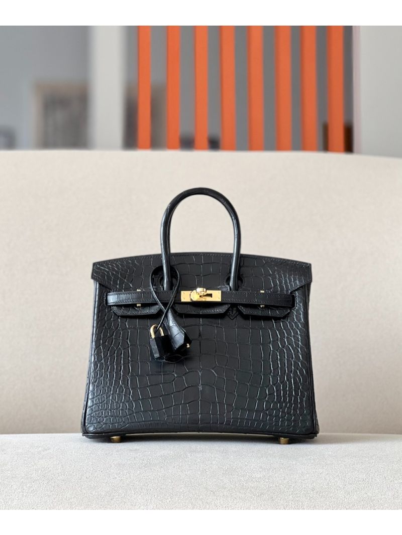 Hermes Birkin Matte Alligator Leather Black