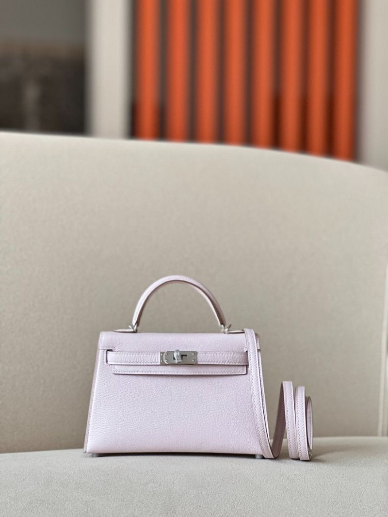 Hermès Chevre Mysore Leather Mini Kelly Sellier II 20 Bag 09 Pink Dragee