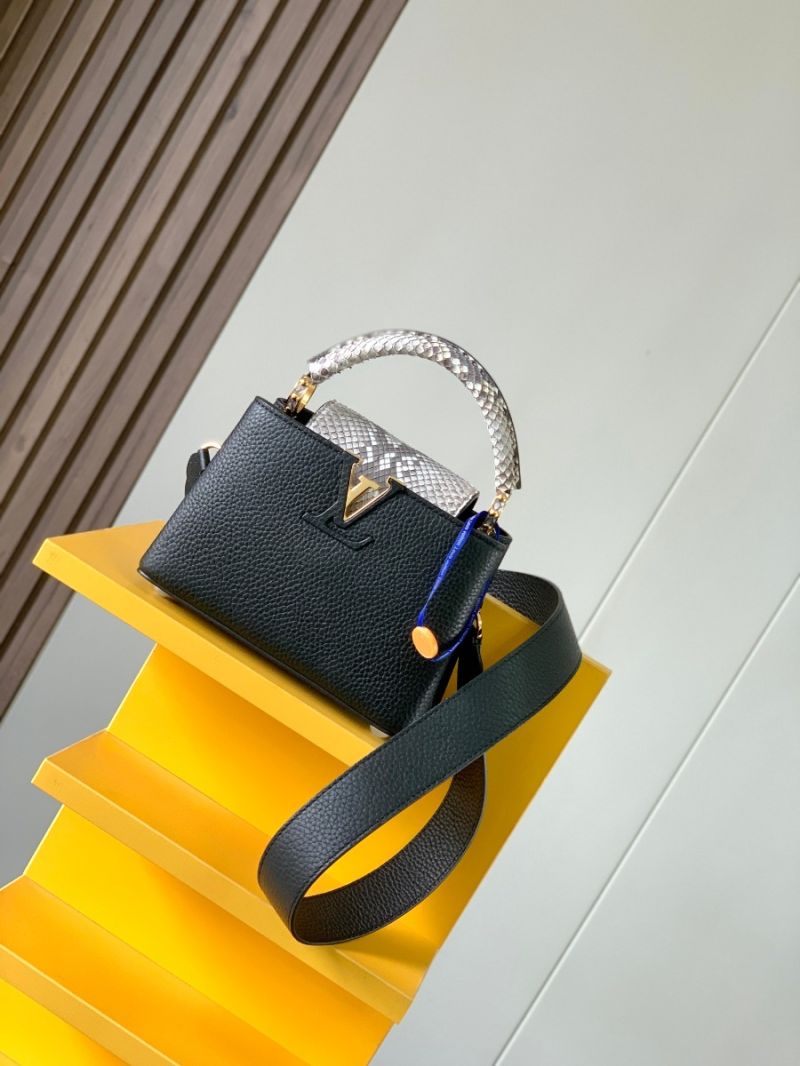 Louis Vuitton Capucines with python top handle and Flap N96467 Black