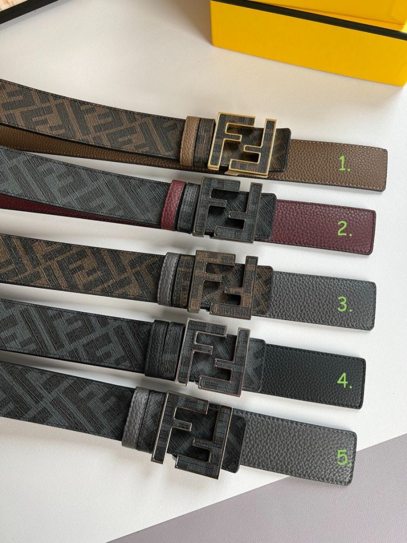 Fendi Timeless FF Squared Belt Black Leather Reversible Belt 7C0424L