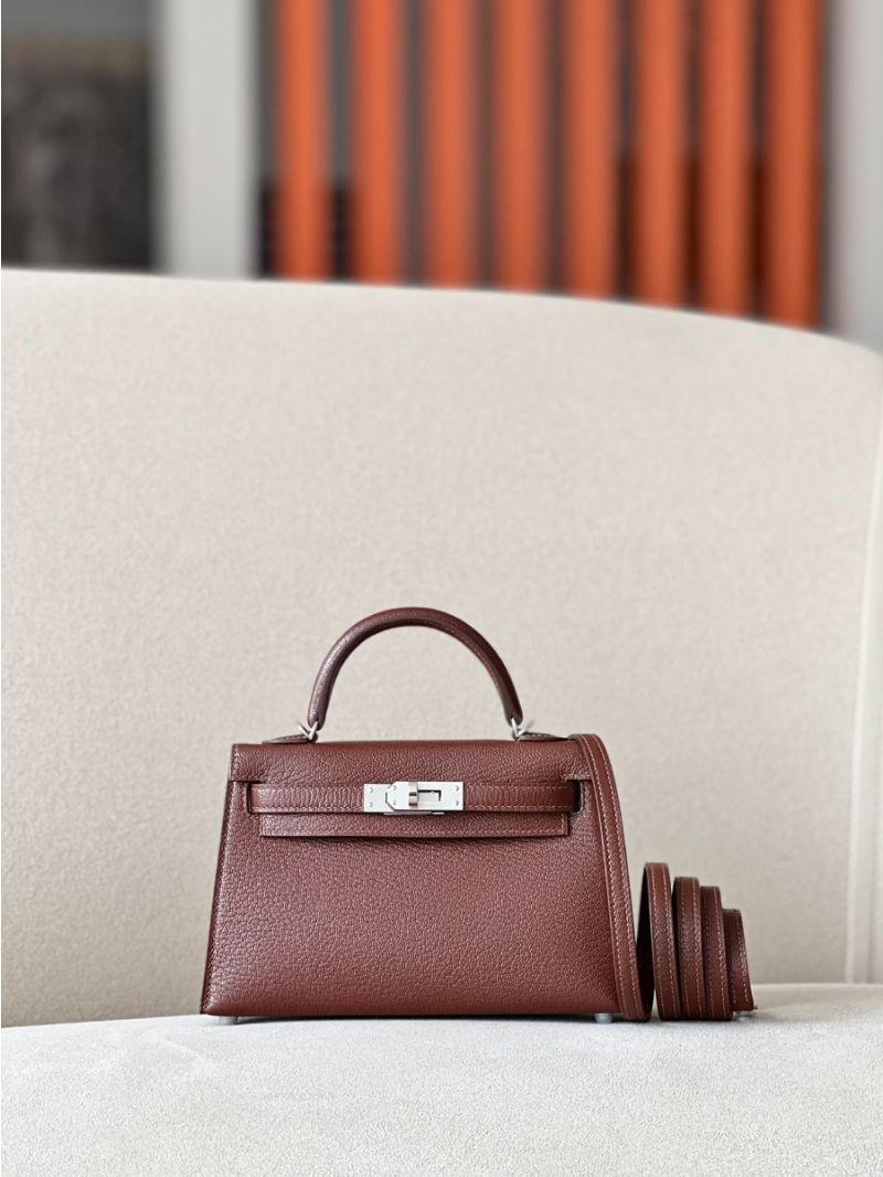 Hermès Chevre Mysore Leather Mini Kelly Sellier II 20 Bag Bi-Color Chocolate w 33 Honey