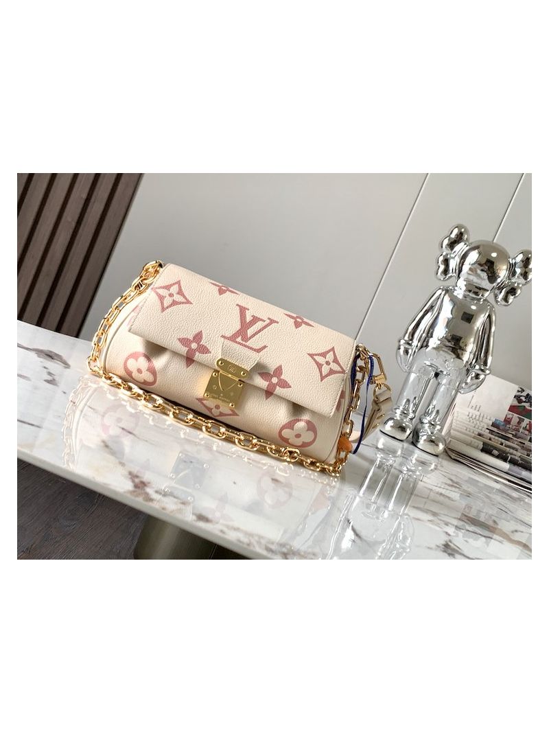 Louis Vuitton LV Favourite Bag M46393 Bicolor Monogram Empreinte Leather Creme Rose Trianon