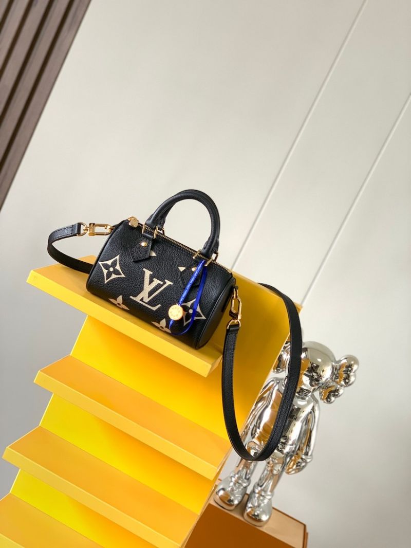 Louis Vuitton LV Nano Speedy Bi Color Monogram Empreinte Leather M81913 Black