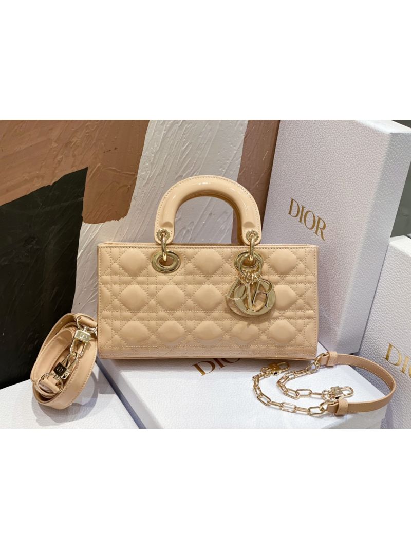 Dior Lady D-Joy Bag Patent Cannage Calfskin M0540O Light Beige
