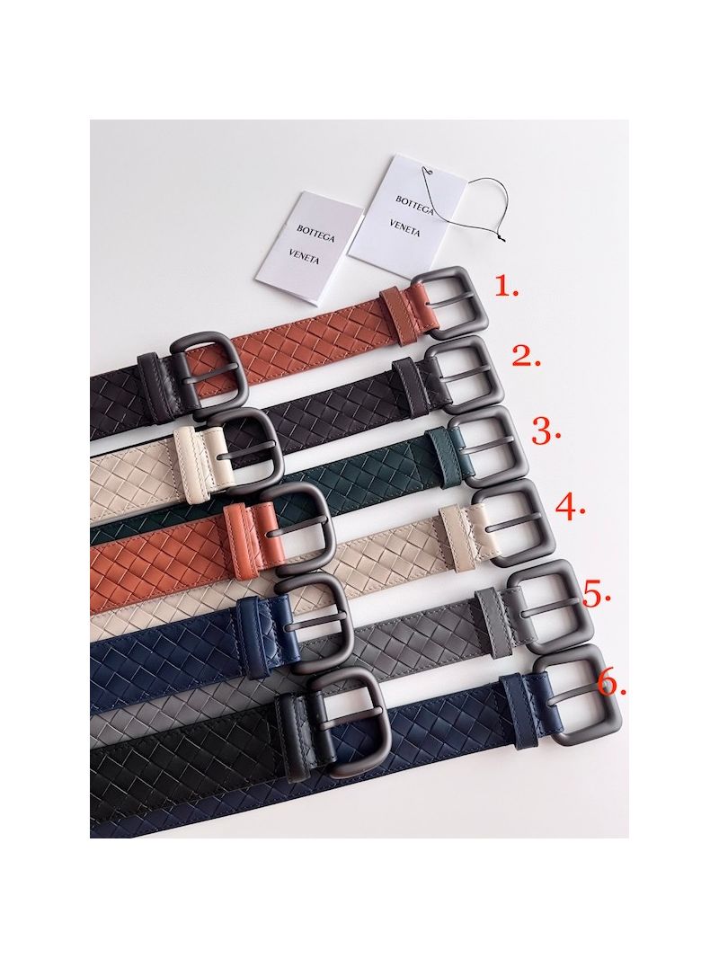 Bottega Veneta Men Intrecciato Buckle Belt in Calfskin 407396