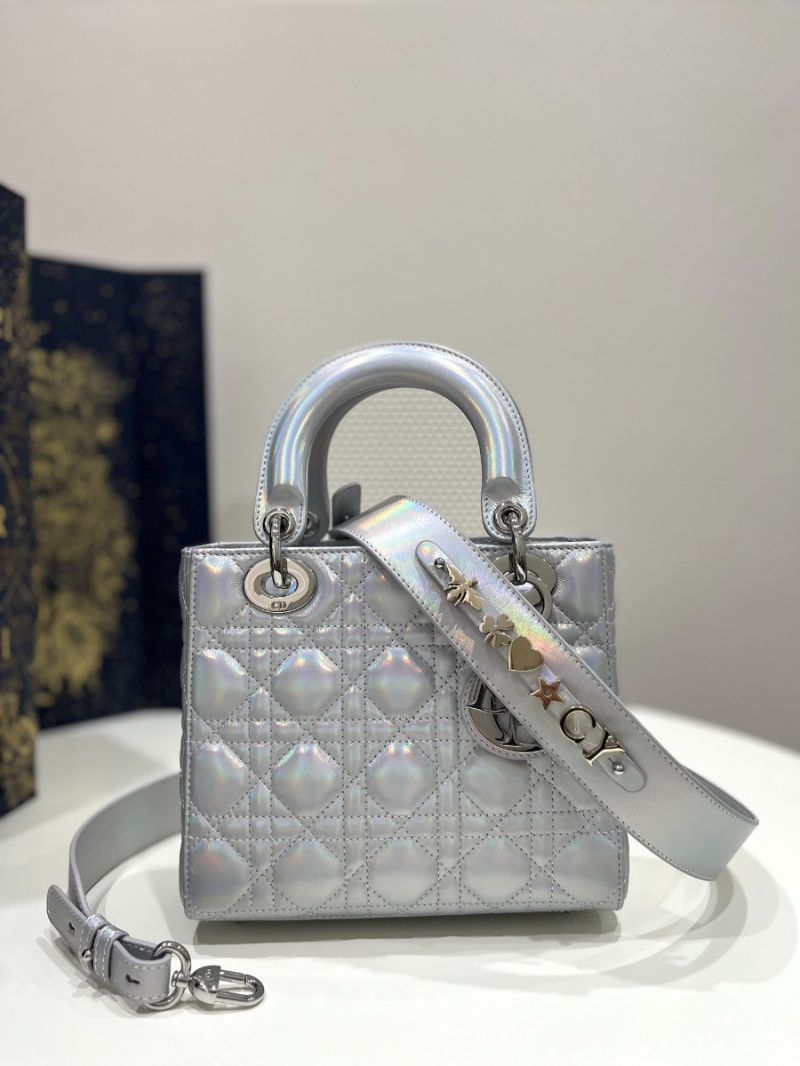 Dior My ABCdior Lady Dior Bag M0538 Silver-Tone Iridescent and Metallic Cannage Lambskin