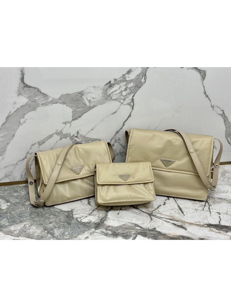 Prada Small Medium Large Padded Re-nylon Shoulder Bag 1BD313 1BD255 1BD256 Desert Beige