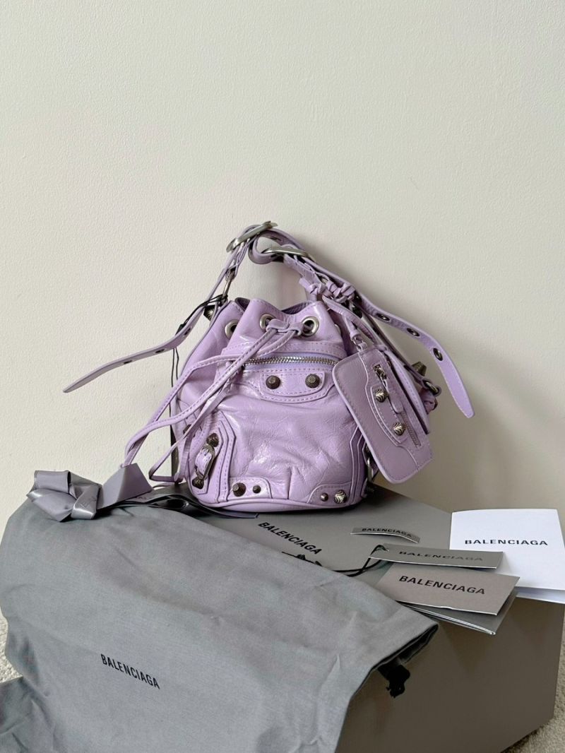 Balenciaga Le Cagole XS Bucket Bag in Arena Lambskin 7024311 Purple
