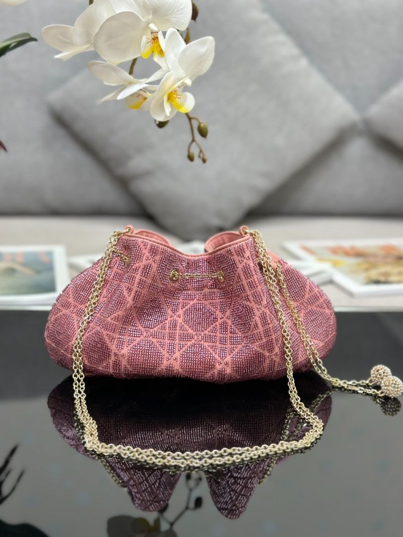 Dior Dream Bucket Bag Ethereal Pink Cannage Cotton with Bead Embroidery M2340O Limited Edition