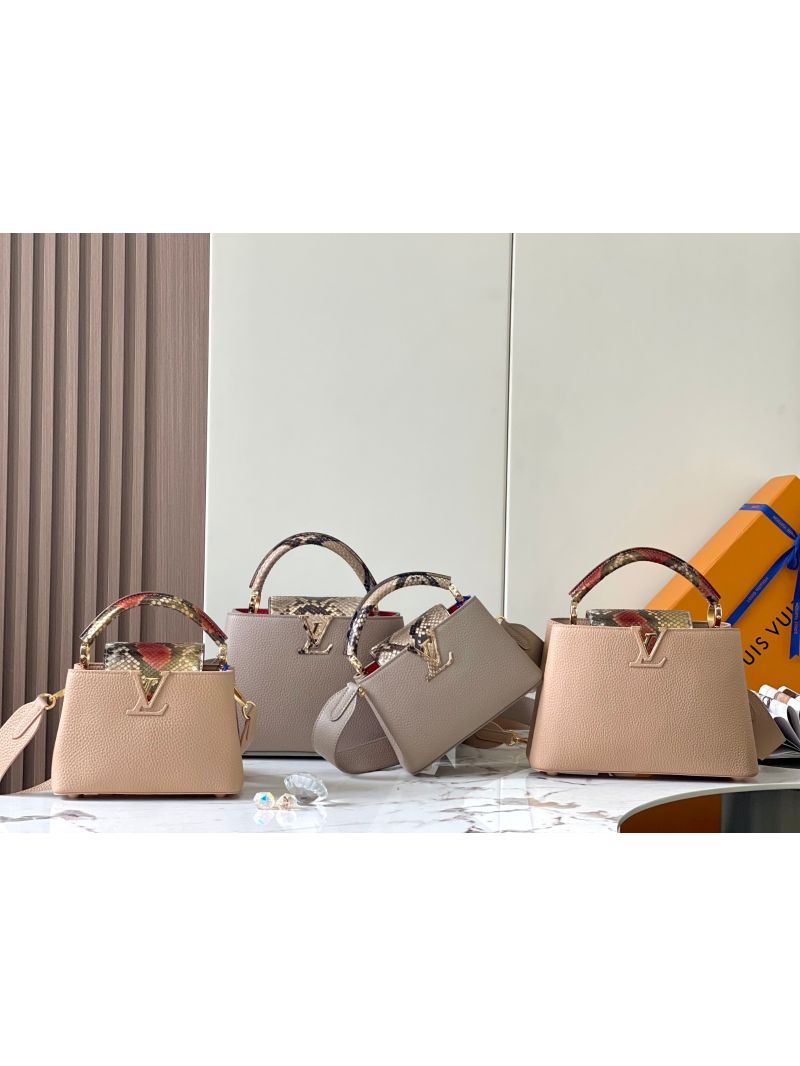 Louis Vuitton Capucines with python top handle and Flap N96467 Light Beige