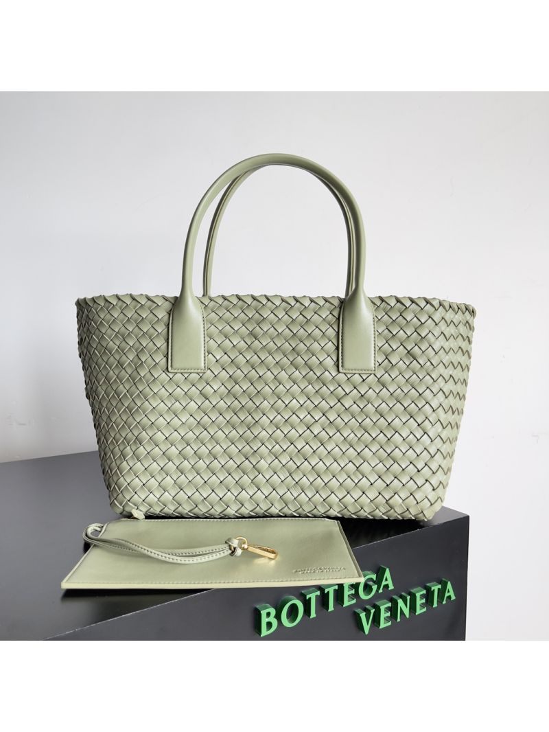 Bottega Veneta BV Medium Cabat Intreccio Lambskin 608810 Travertine