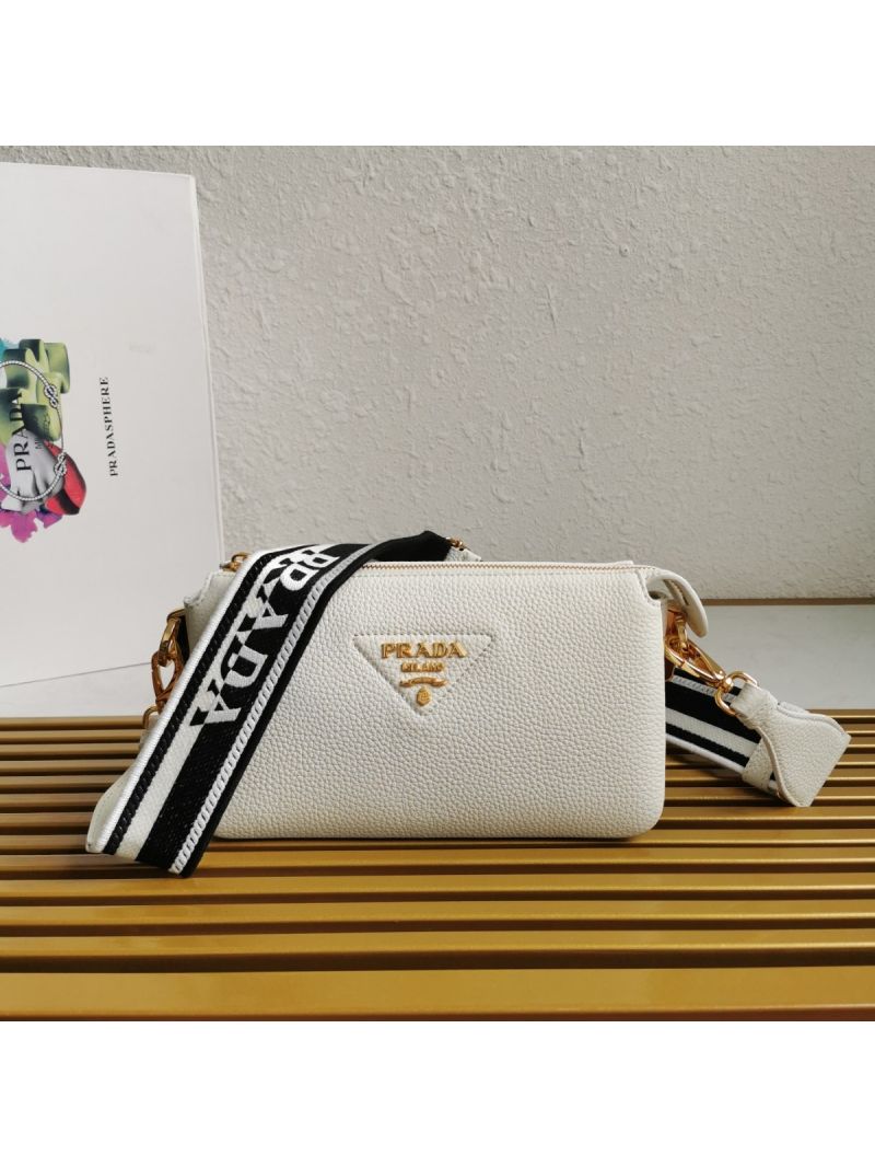 Prada Leather shoulder bag 3 Layers 1BH194 White