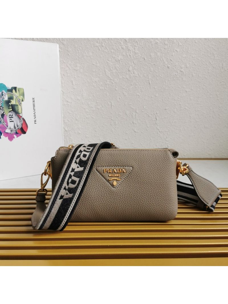 Prada Leather shoulder bag 3 Layers 1BH194 Grey