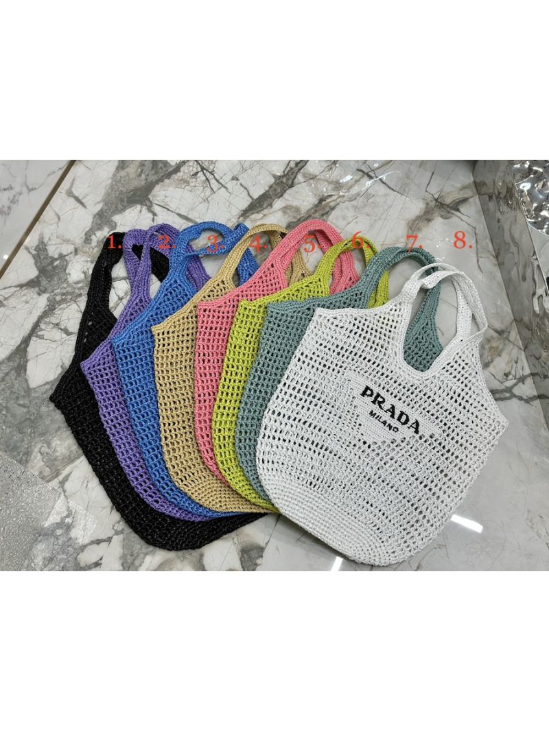 Prada Large Crochet Tote Bag 1BG424 Raffia-effect yarn