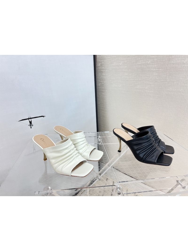 Dior D-Fame Heeled Sandal Pleated Lambskin KCQ775
