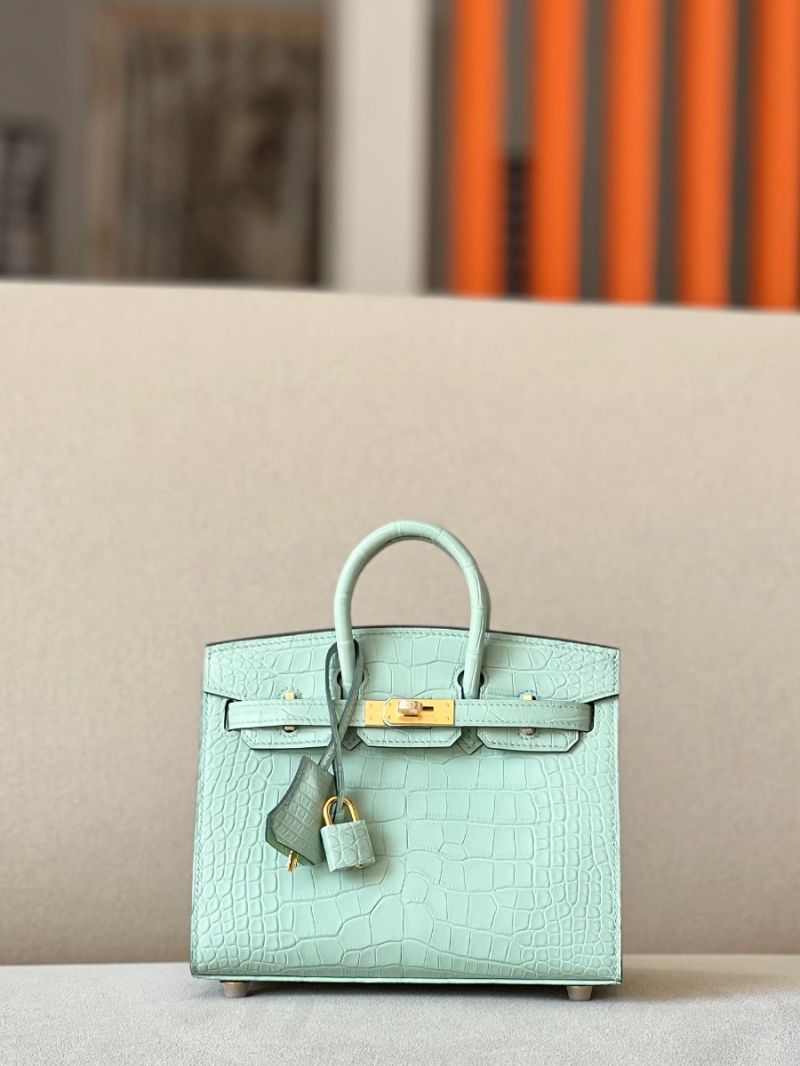 Hermes Birkin Sellier 20 Matte Alligator Leather 6U Vert D'eau