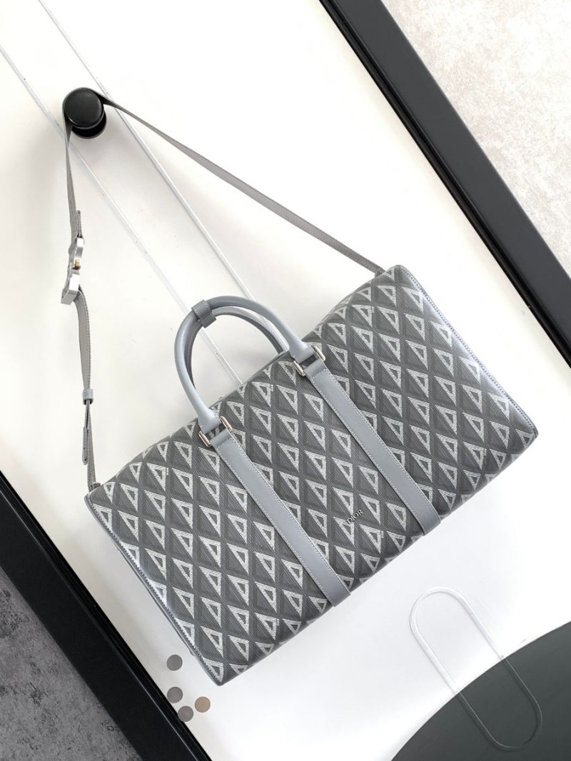 Dior Lingot 50 Duffle Bag Coated Canvas CD Diamond 1ADDU115 Gray
