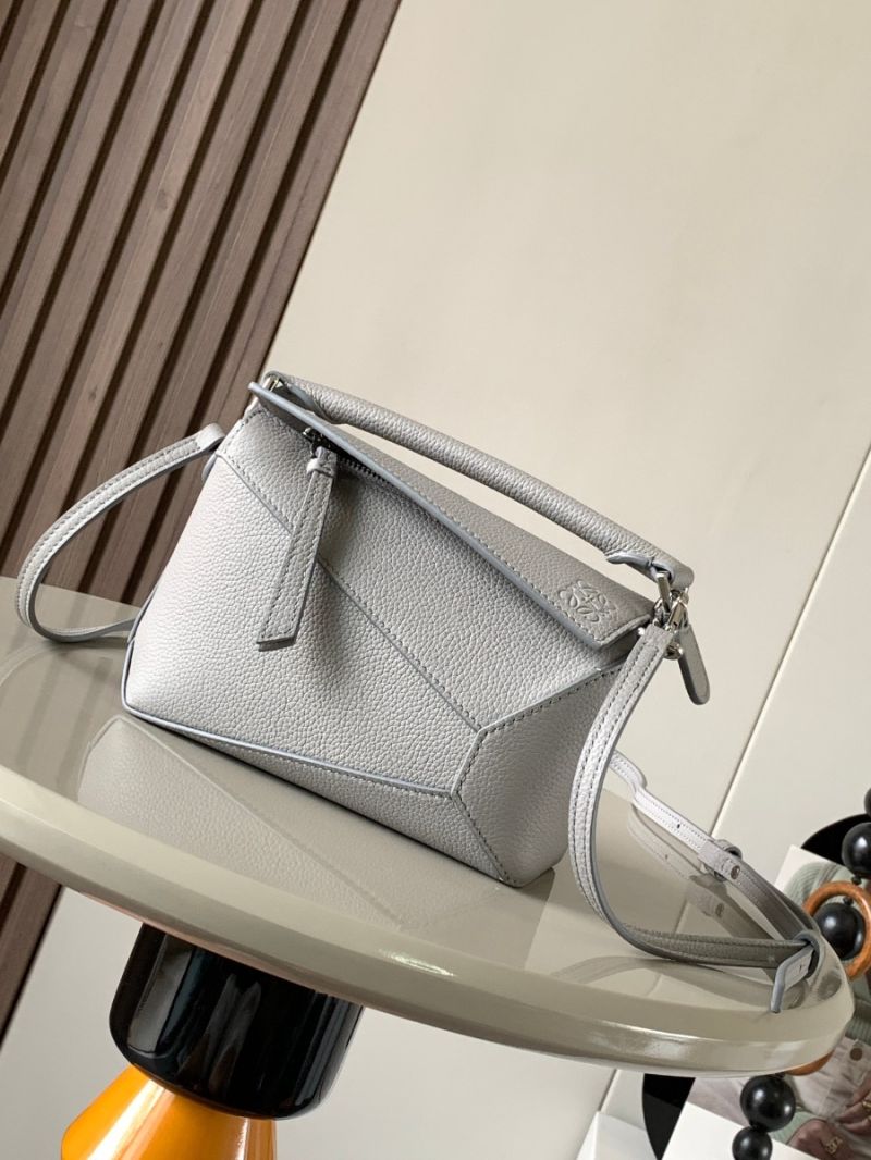 Loewe Mini Puzzle bag in soft grained calfskin A510P88 Pearl Grey