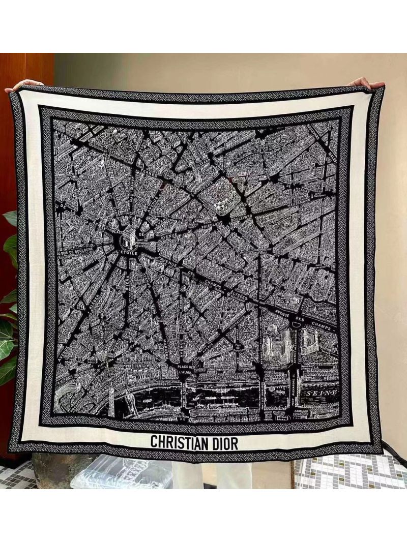 Dior Plan De Paris 110 Square Scarf Silk Twill 32PAR110