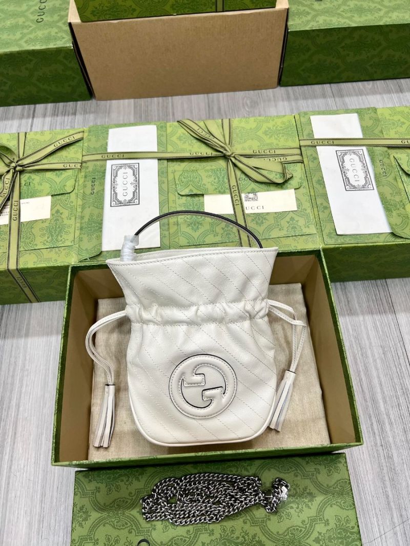Gucci GG Blondie Mini Bucket Bag 760313 White Leather