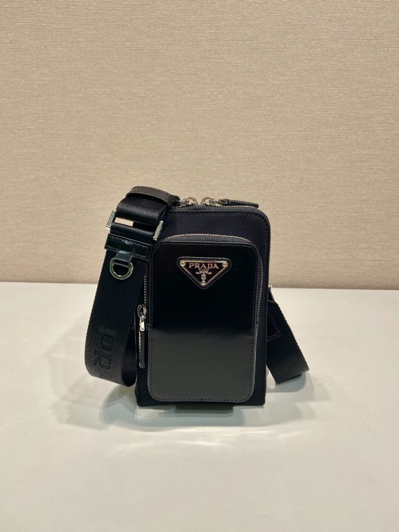Prada Black Re-nylon And Brushed Leather Smartphone Case 2ZT060